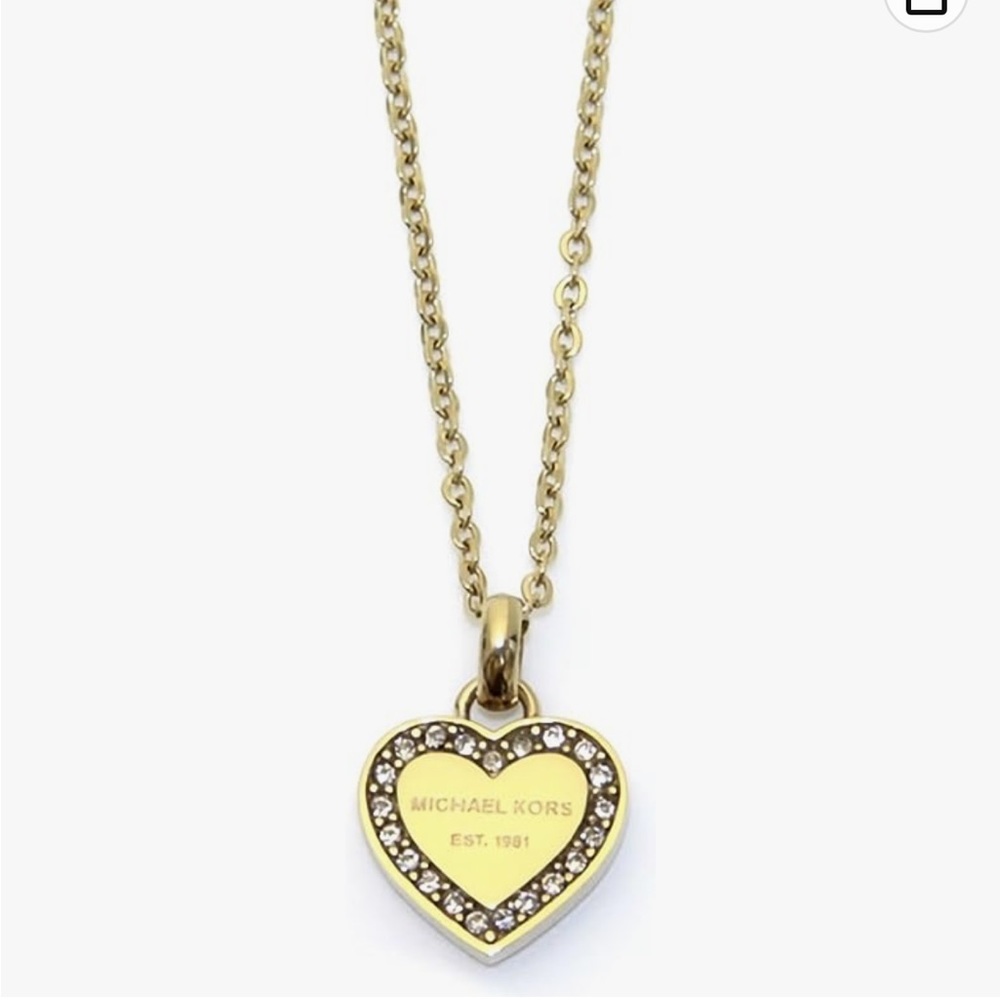 Michael Kors MK Status Logo Heart Pendant Necklace.